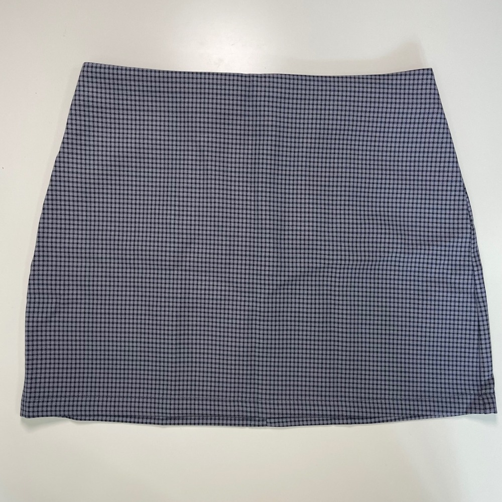 Urban Outfitters Blue Houndstooth Mini Skirt Plaid A-Line Size Medium